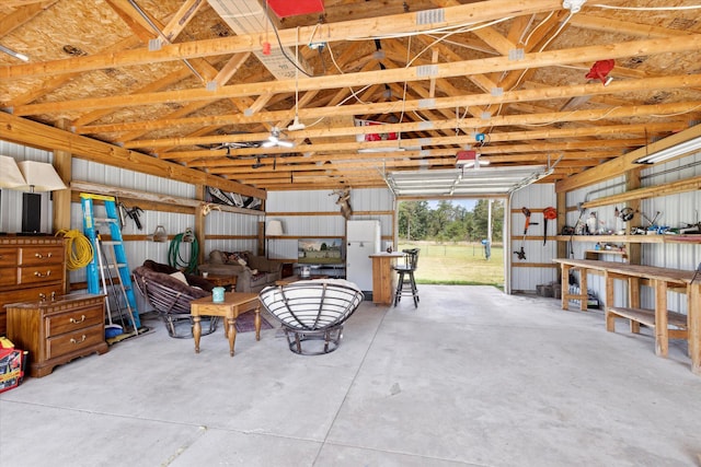 garage featuring white refrigerator