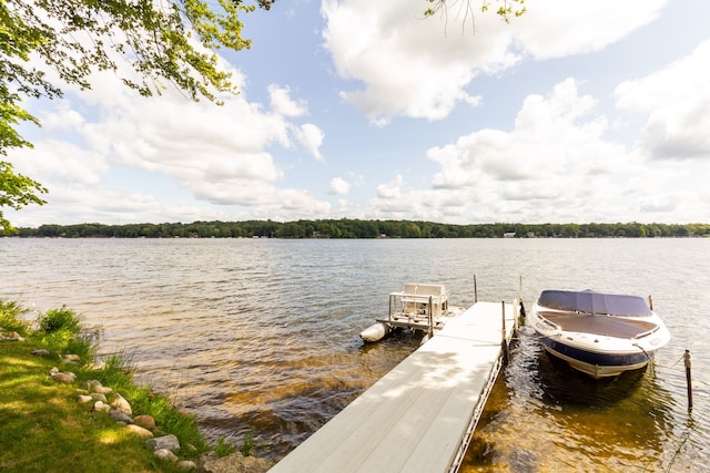 dock area featuring a water view