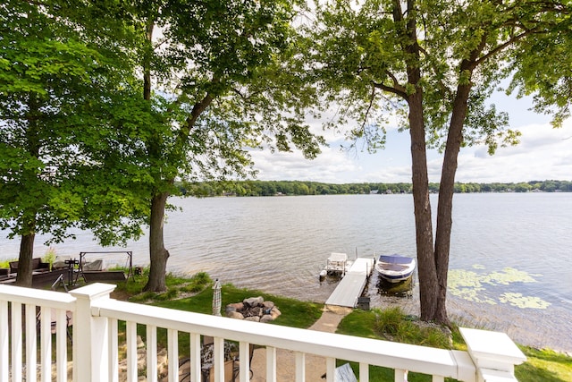 view of water feature featuring a dock