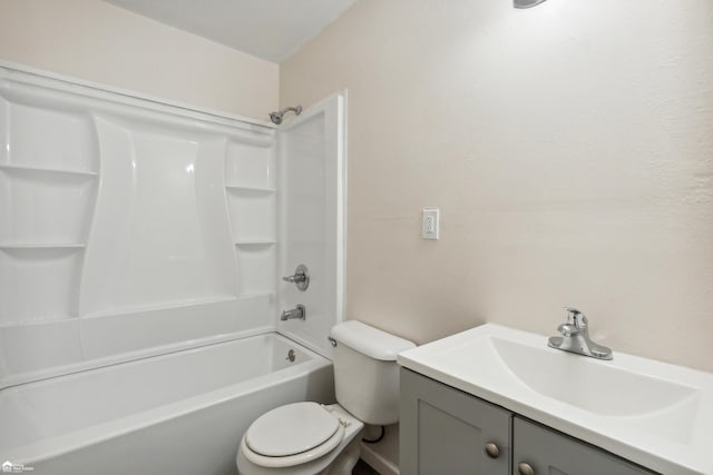 full bathroom with vanity, toilet, and shower / washtub combination