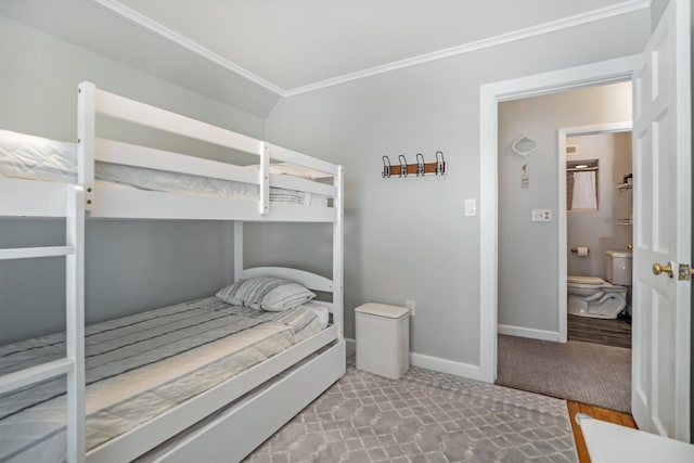 bedroom featuring crown molding and hardwood / wood-style flooring