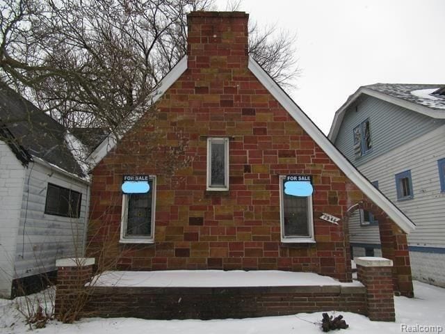 view of snow covered exterior