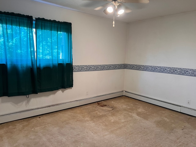 unfurnished room featuring carpet flooring and ceiling fan