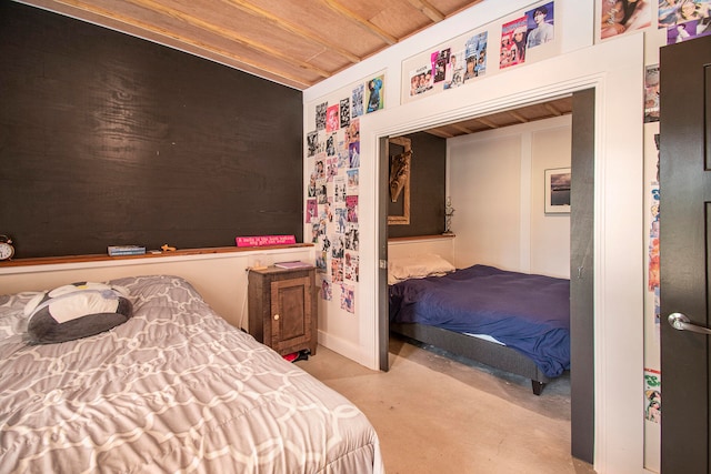 bedroom featuring wooden ceiling