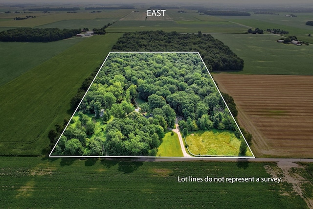 aerial view featuring a rural view