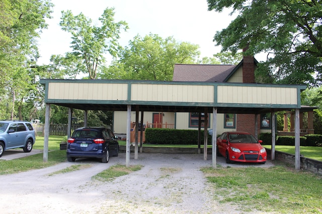 view of parking with a carport