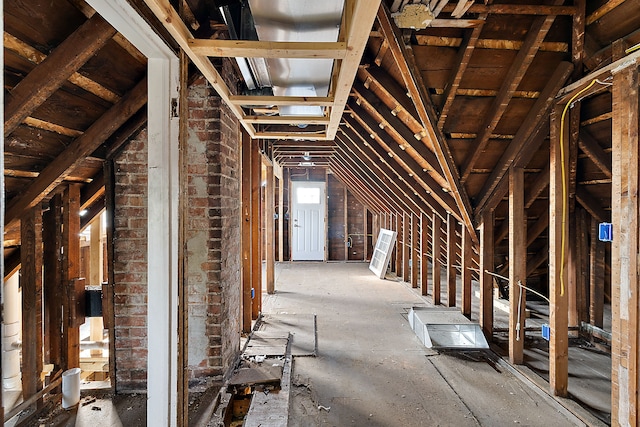 view of unfinished attic