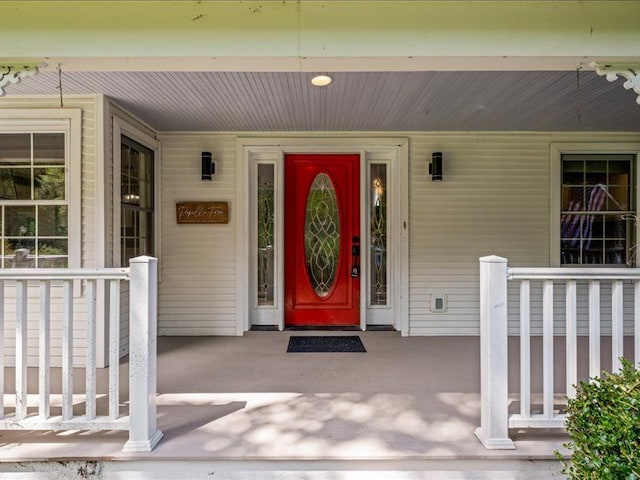 entrance to property with a porch