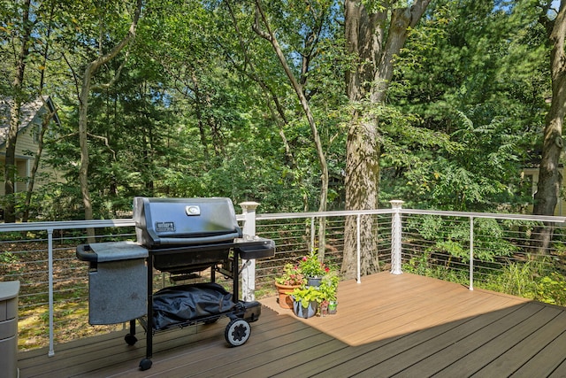 deck with a grill