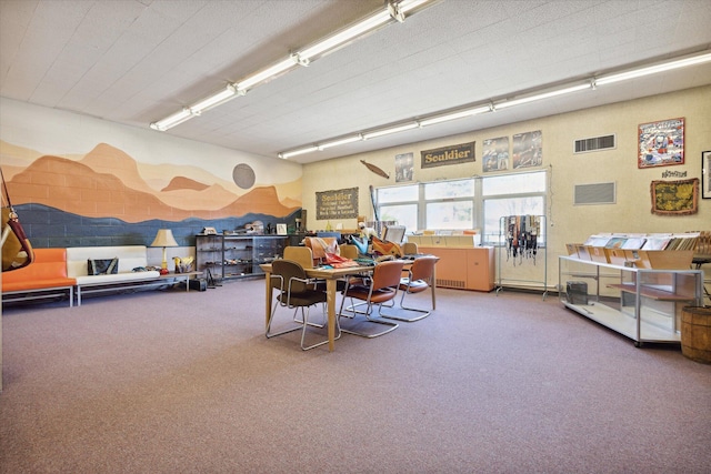 dining area with carpet floors