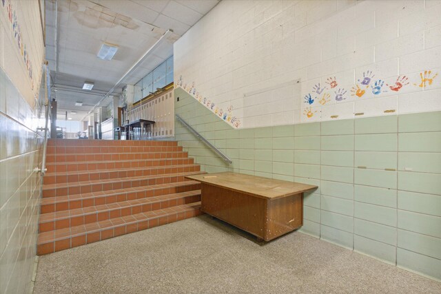 staircase with carpet