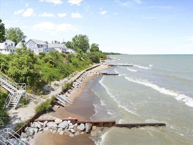 view of water feature with a view of the beach