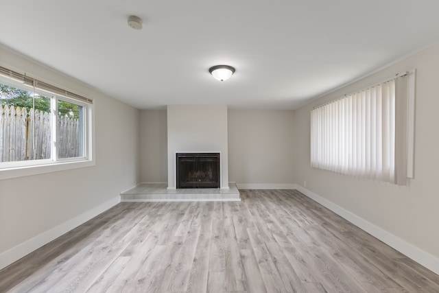 unfurnished living room featuring light hardwood / wood-style floors