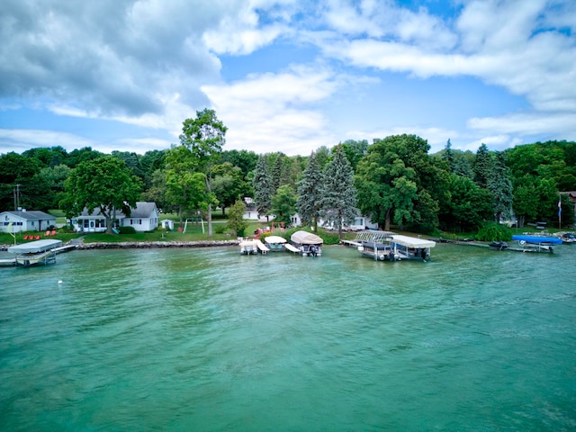 property view of water with a boat dock