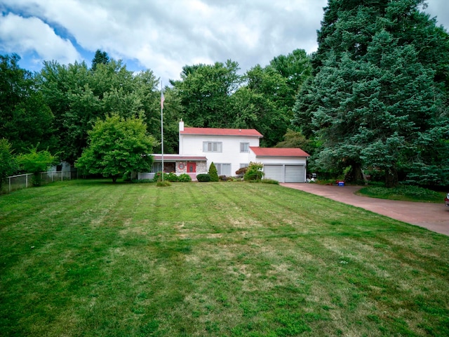 view of front of home with a front lawn