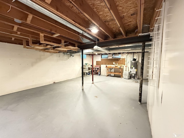 basement with gas water heater