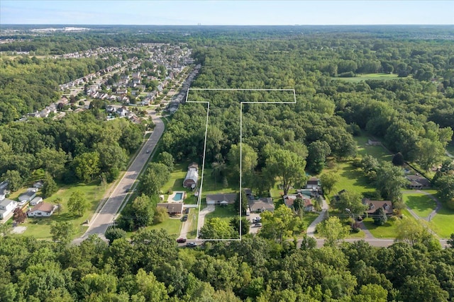 25217 King Rd, Romulus, MI 48174 - aerial view of property's location with a heavily wooded area and property boundaries highlighted