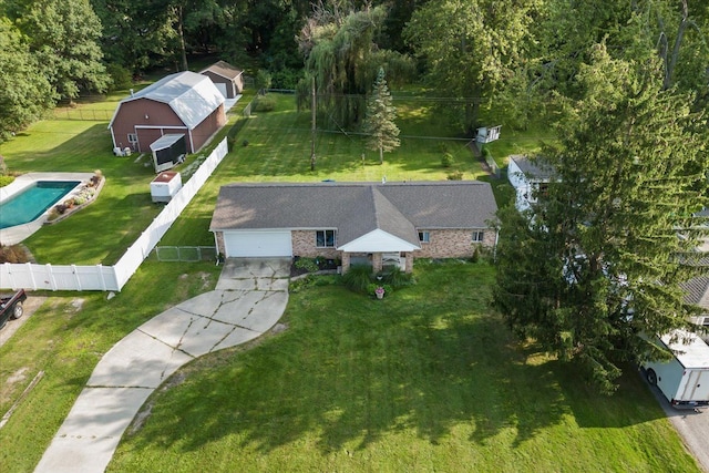 25217 King Rd, Romulus, MI 48174 - aerial view of property and surrounding area featuring a pool area