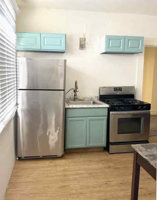 kitchen featuring appliances with stainless steel finishes, light wood-type flooring, a healthy amount of sunlight, and sink