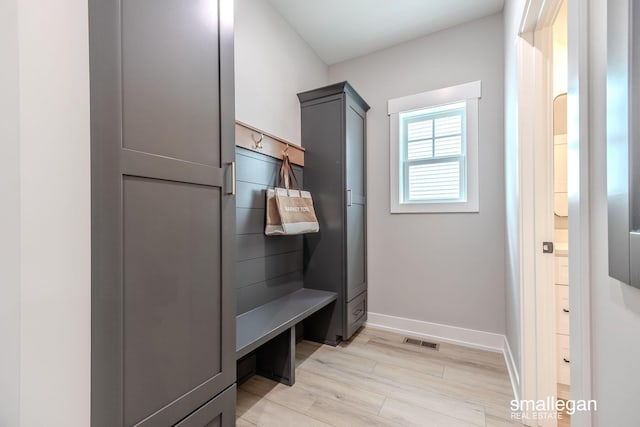 mudroom featuring light wood-type flooring