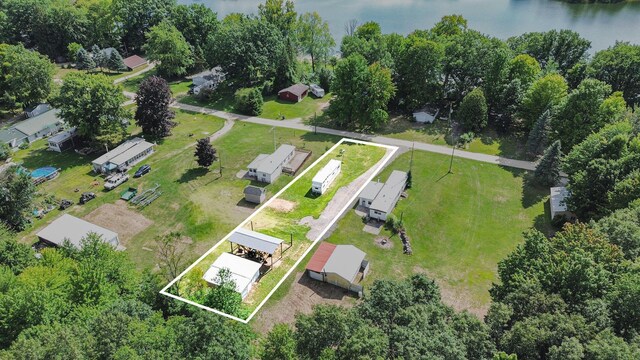 6662 Lorne Dr, Pentwater, MI 49449 - aerial view of property's location featuring property boundaries highlighted and a nearby body of water