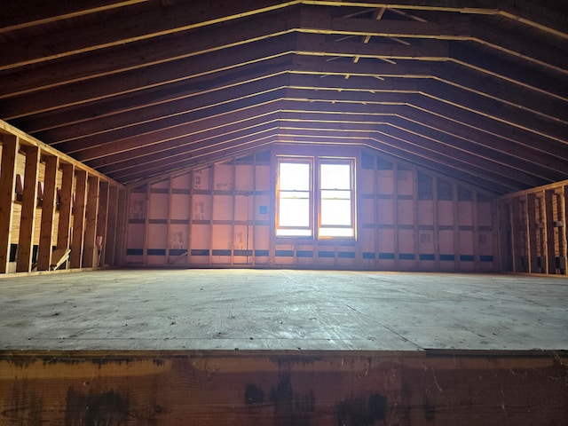 view of unfinished attic