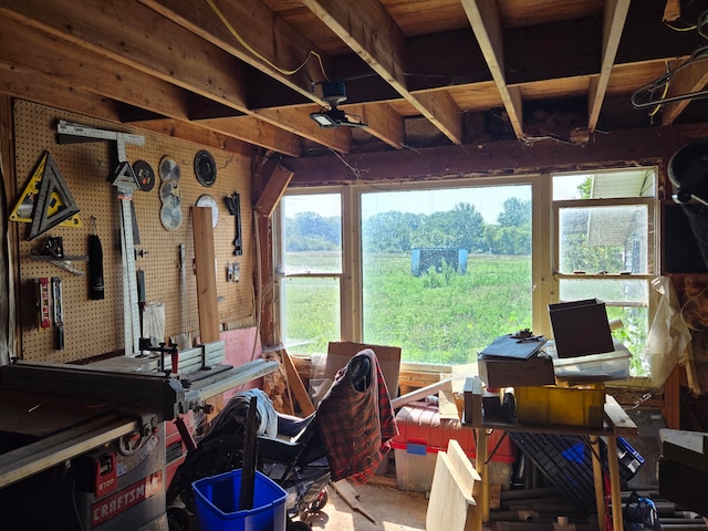 miscellaneous room featuring a workshop area and a wealth of natural light