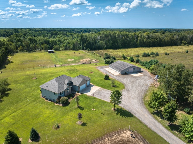 aerial view featuring a rural view