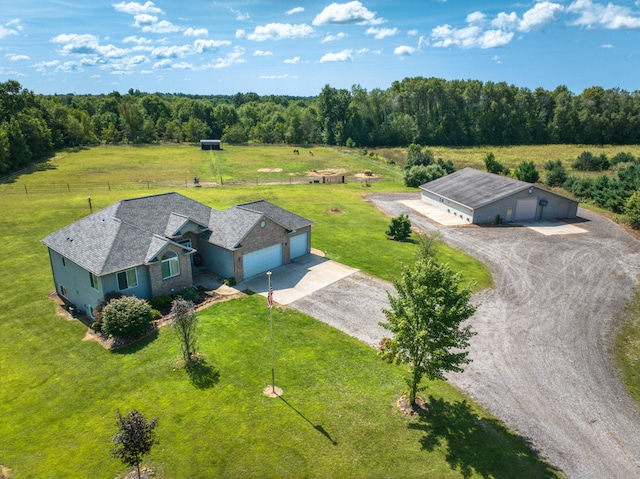 bird's eye view featuring a rural view