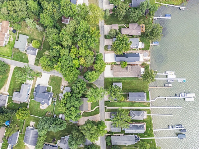 bird's eye view featuring a water view