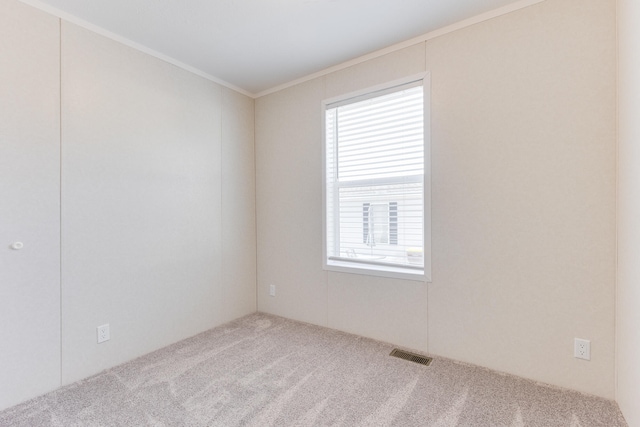 carpeted empty room featuring ornamental molding