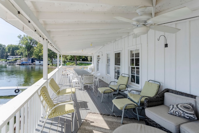 deck with a water view