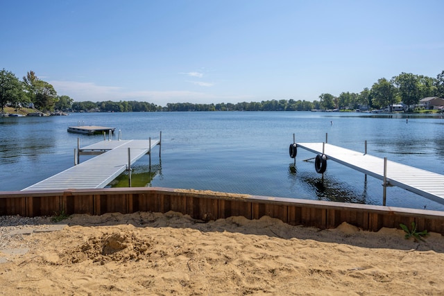 dock area featuring a water view