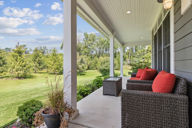 view of patio featuring a porch