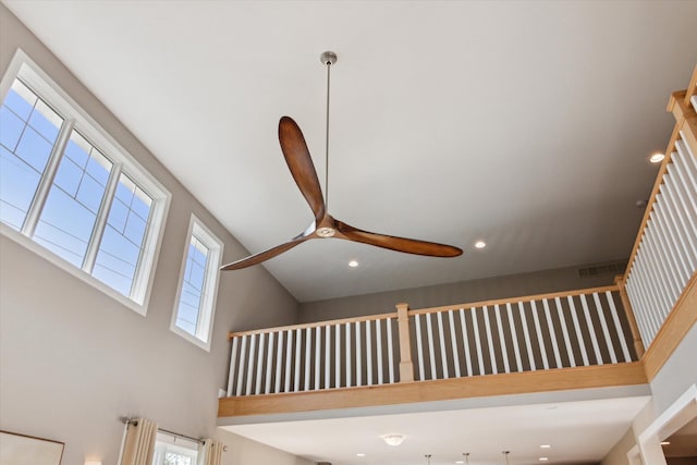 room details featuring recessed lighting and ceiling fan