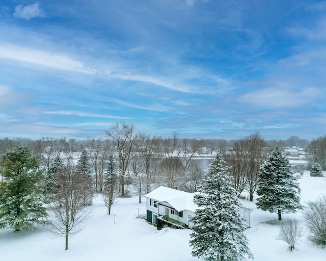 view of snowy aerial view