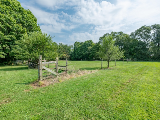 view of yard with a rural view