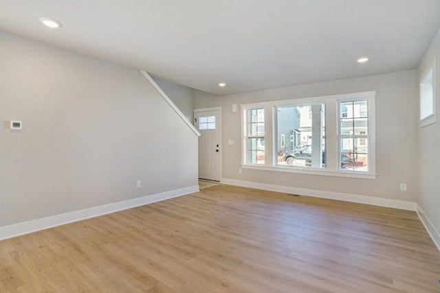 unfurnished living room featuring light hardwood / wood-style flooring