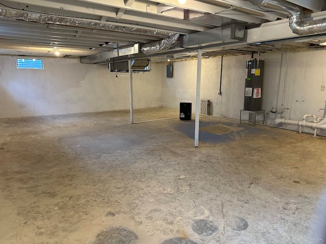 basement with water heater