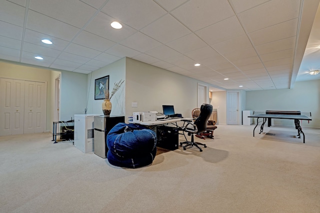 office area with light carpet