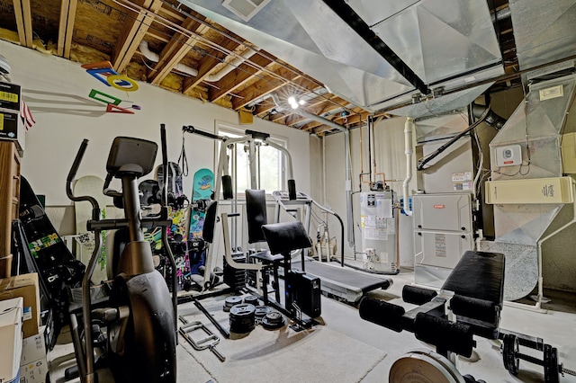 workout room with gas water heater