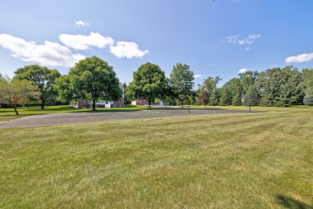 view of community featuring a lawn