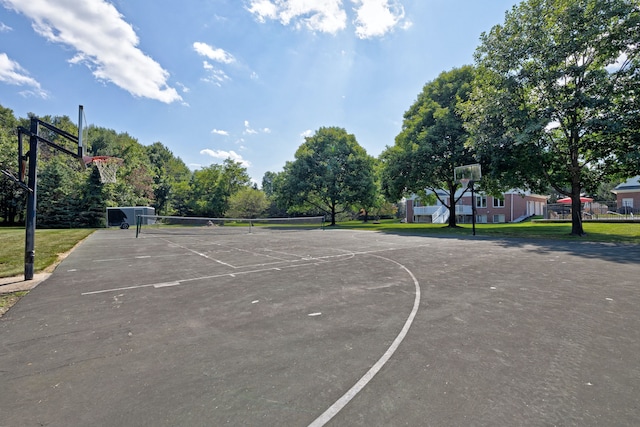 view of basketball court with tennis court