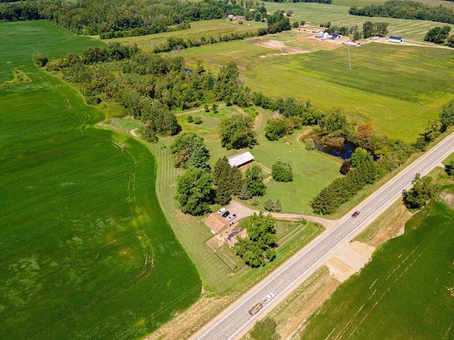 drone / aerial view featuring a rural view