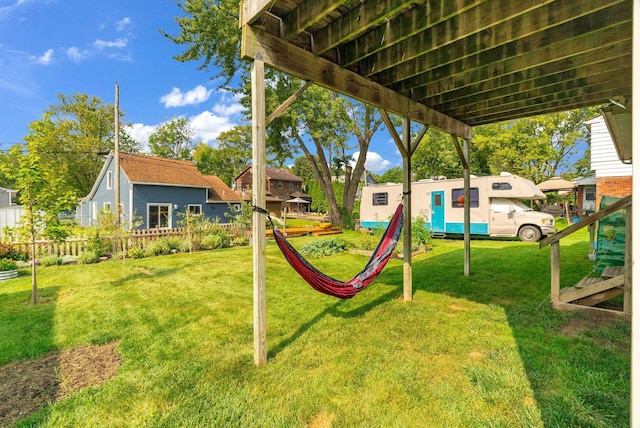 view of jungle gym with a yard