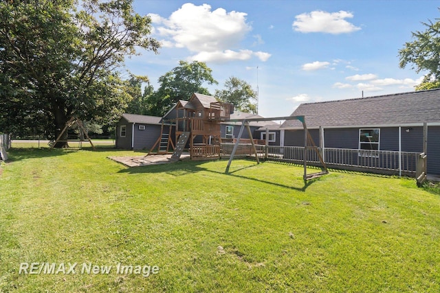 view of yard with a playground