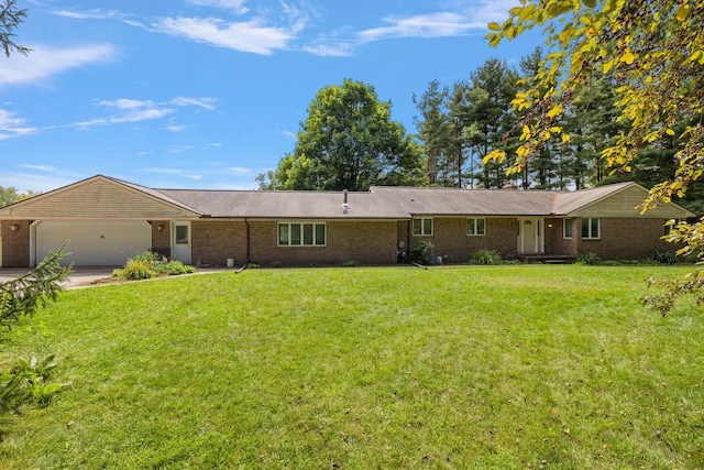 ranch-style house with a front lawn and a garage