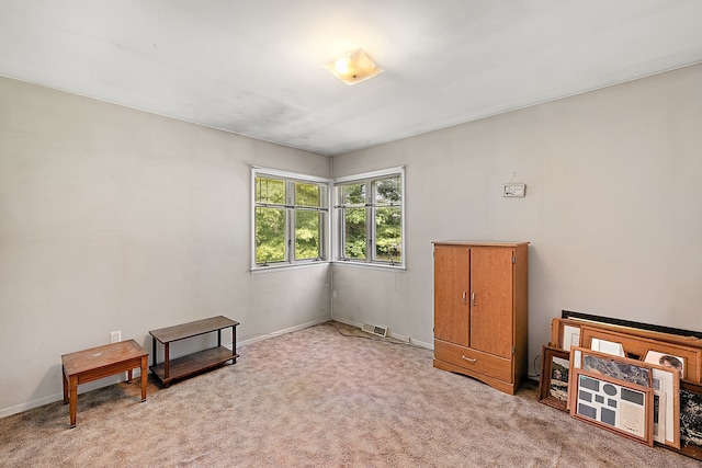 misc room with light colored carpet