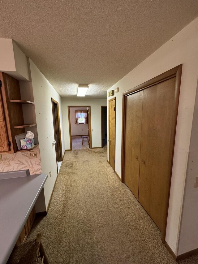 5490 S Harrison Rd, Houghton Lake, MI 48629 - hall featuring light colored carpet and a textured ceiling