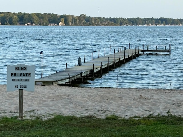 dock area featuring a water view